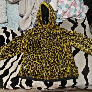 Leopard Faux Fur Bomber Jacket